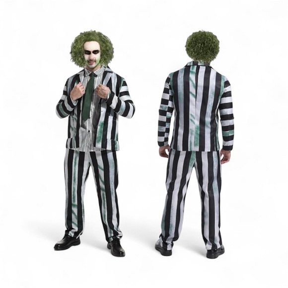 (NLA) 🛍️ NWT! Beetlejuice Halloween Suit Blazer, Pants, & Shirt Cosplay Costume - Picture 2 of 10
